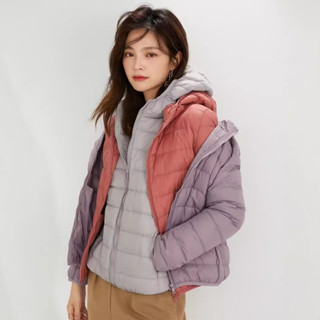羽絨服女秋冬新款韓版輕薄款輕裝90白鴨絨連帽保暖長袖外套 大尺碼外套 冬天外套 大尺碼女裝 氣質穿搭 秋冬外套