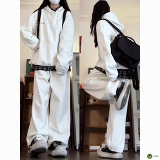 🔥臺灣出貨🔥MIJIU🔥美式休閒褲 美式慵懶感秋季運動服休閑套裝女2024新款寬松連帽衛衣長褲兩件套