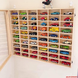 💖臺灣熱銷💖1:64小氣車收納壁掛展示架風火輪多美卡汽車玩具車收納盒多格實木