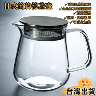 臺灣熱賣⚡日式茶壺 便捷耐高溫玻璃泡茶壺 辦公室功夫茶具 家用燒水壺 花茶泡茶器 手工咖啡下壺 不鏽鋼濾蓋透明29