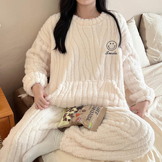 【新店福利價】新款秋冬睡衣女士保暖珊瑚絨純色加厚浴袍毛絨絨睡褲量大優惠