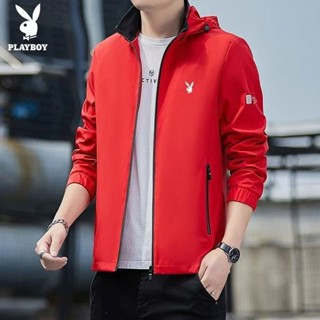 花花公子秋冬薄款/加絨加厚夾克男連帽休閑寬松男士外套薄款修身 飛行外套 男生外套 夾克外套 防風外套 棒球外套 工裝外套