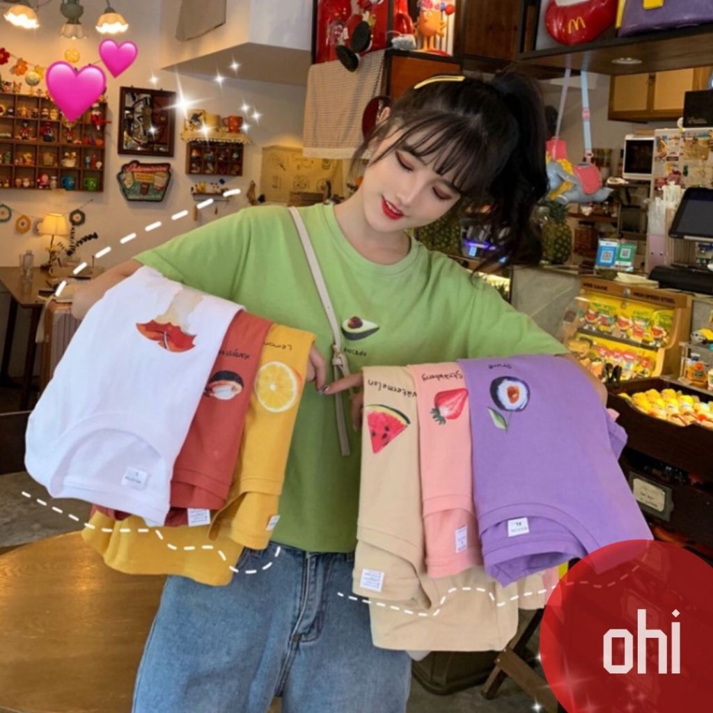 【ohi】2款可選水果印花衣短袖T恤T恤女短袖上衣女短T上衣T恤百搭T恤 閨蜜上衣GX1720