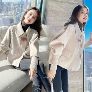 秋冬季新款韓版毛呢外套女加厚大碼寬鬆百搭短款女裝呢子外套 女生外套 韓版外套 女生大衣 毛呢大衣 秋天外套 韓係外套