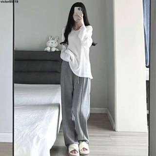加絨加厚🔥闊腿褲 保暖長褲加絨加厚休閒褲女春秋冬新款大碼寬鬆運動褲胖妹妹衛褲保暖褲子