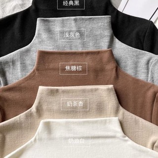 👕限時免運👕秋冬季自發熱雙面德絨保暖半高領打底衫女洋氣修身百搭長袖上衣服保暖內衣 無痕保暖衣 發熱衣 保暖睡衣