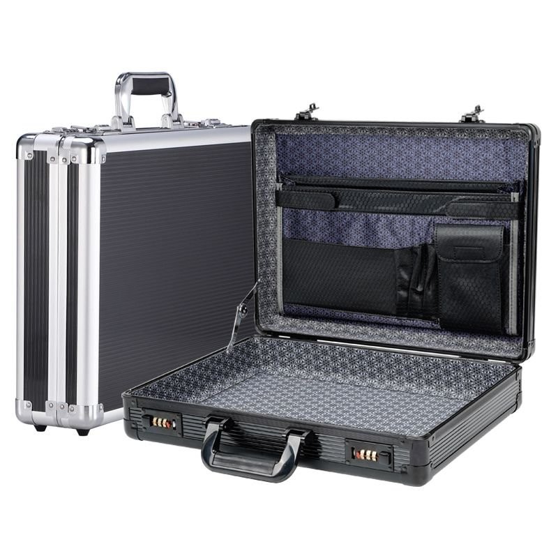 可開發票筆記本電腦收納箱子手提密碼箱文件箱保險箱公文箱多功能鋁閤金框