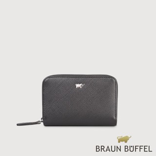 【BRAUN BUFFEL】尚恩A 拉鍊零錢包-黑色(德國小金牛台灣總代理)/BF354-161A-BK