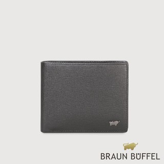 【BRAUN BUFFEL】瓦拉頓-TW 8卡中間翻零錢袋短夾-黑色(德國小金牛台灣總代理)/BF537-318-BK