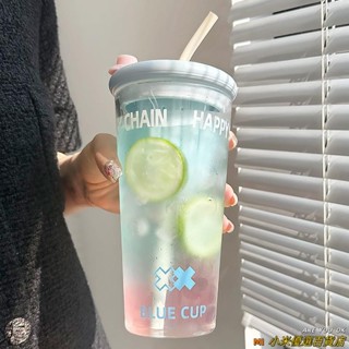 🛶桃園發貨＋統編🛶750ml玻璃水杯 女茶水分離泡茶杯 新款吸管杯 家用喝水大容量果汁杯子 提手咖啡隨行吸管杯