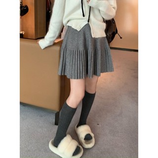 【免運出貨】a字短裙韓版大尺碼胖MM設計感針織百褶半身裙女鬆緊腰設計感小個子顯瘦A字短裙牛仔裙短裙工裝裙長褲裙裙子