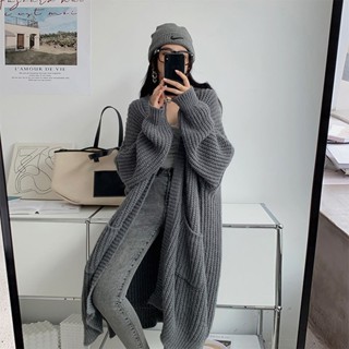 【免運出貨】短版外套韓版年秋冬季韓版慵懶風中長款毛衣外套女寬鬆長袖針織小外套外搭厚薄外套西裝外套針織外套連帽外套外