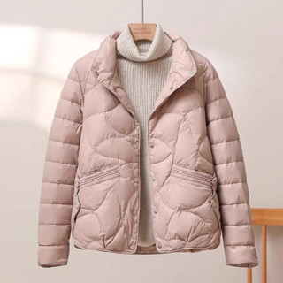 【免運出貨】短版外套韓版短版輕薄羽絨棉服女2025棉襖新款小個子百搭時尚洋氣保暖鋪棉外套長袖外套連帽外套開襟小外套