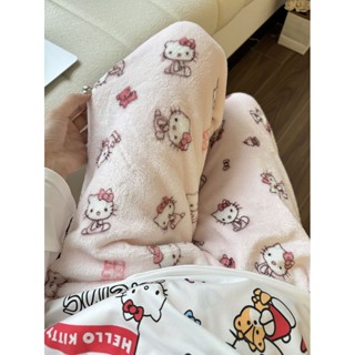 🌸臺灣限價免運🌸鹿鹿 珊瑚絨睡褲女長褲秋冬季新款加絨加厚居家褲保暖可愛冬天褲子外穿