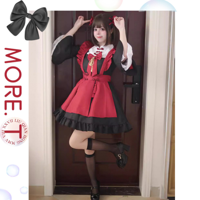 【MORE.T女裝】原創新款  中國風春節元宵LOLITA女僕裝  女僕服 COS演出服 大碼