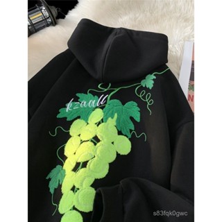 【Ashleyx】帽t 大學t 男情侶 AMH 美式 高街 葡萄網球 毛巾繡 連帽衛衣 秋冬季 加絨加厚 小眾 情侶