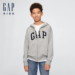 Gap 男童裝 Logo刺繡連帽外套-灰色(743966)