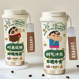 ❤️桃園出貨 現時特賣✨【好評率超99%同款】新款蠟筆小新保溫杯不銹鋼內膽雙飲口水杯可愛創意大容量咖啡杯