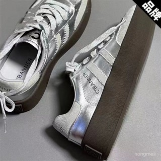 免運實拍✨增高5cm 大尺碼35-40 德訓鞋 休閒鞋 阿甘鞋 運動鞋 小白鞋 爆款女複古蕾絲邊拚色春季新款百搭闆