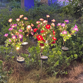 山茶花樹枝地插太陽能LED燈戶外防水光纖桃花裝飾草坪氛圍景觀燈