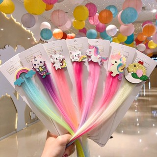 髮飾 兒童髮飾 萬聖節 萬聖節裝扮 韓版兒童卡通獨假髮髮夾獨角獸髮卡女可愛女童邊夾劉海夾髮飾