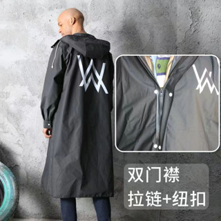 ⚡品質保證 臺灣出貨 雨衣男女成人通用時尚潮流黑色戶外徒步加長風衣款全身防水外套
