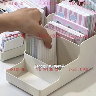 ⚡品質保證 臺灣出貨 日係桌麵文具收納盒ins風大容量階梯三格可愛貼紙手賬便簽整理盒