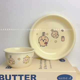 吉依卡哇 陶瓷碗 飯碗 飯盤 陶瓷盤子 碟子 家用吃飯碗 烏薩奇 碗盤器皿 環保餐具 湯匙碗 卡通盤子 筷子 勺子套裝