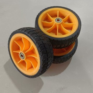 耐磨戶外露營野餐推車兩輪購物擺攤車拖車通用橡膠實心輪胎車輪餐車輪子高檔橡膠輪行李箱輪子推車輪剎車輪萬嚮輪推車輪