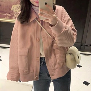 女外套 年春秋新款小個子短款燈芯絨外套女寬松百搭休閑夾克外搭上衣