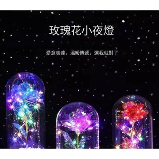 永生花 金箔玫瑰 玻璃罩玫瑰花 情侶 玻璃罩永生花 模擬玫瑰花禮盒 畢業禮物 生日禮物 聖誕節禮物voorheesamy