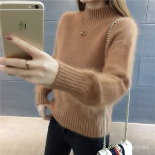 毛毛上衣 不掉毛 水貂絨毛衣女裝秋冬寬鬆套頭加厚針織打底衫上衣 韓國毛衣 水貂絨針織上衣 針織衫1004 ICS8