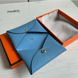 掌紋小牛皮 折疊 卡包 名片包 11*7 牛仔藍