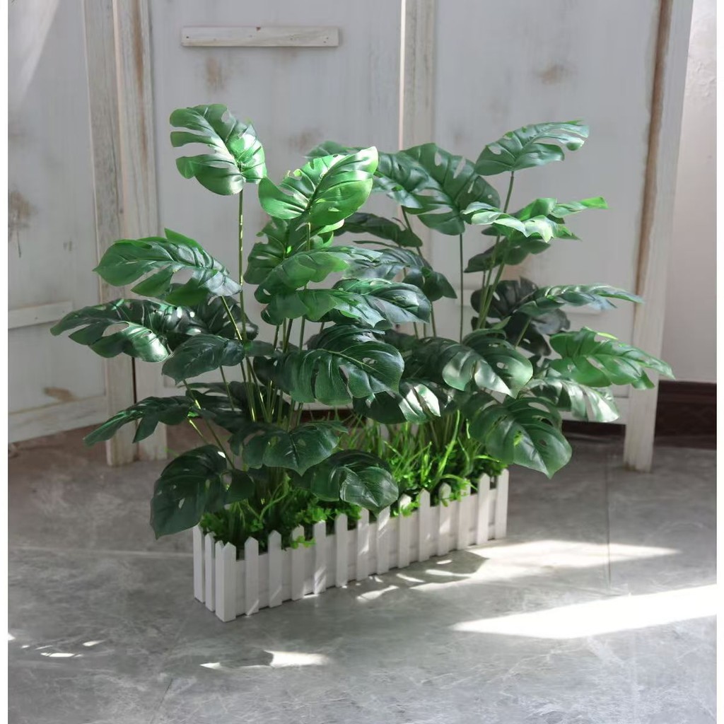 落地仿真大植物盆栽 走廊裝飾假花盆景 花柵欄 飯店裝飾 假樹塑膠