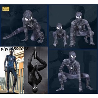 【現發】蜘蛛人緊身衣連體衣 兒童萬聖節服飾 蜘蛛俠衣服+頭套 男童成人cosplay 童裝組合角色扮演套裝玩具 連身衣