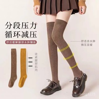桃園快速🚚 過膝襪子女高筒襪秋冬季加絨加厚保暖大腿咖色冬天半截長筒襪膝蓋