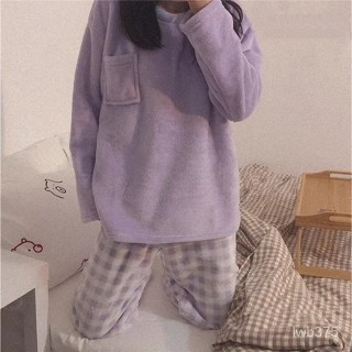 🔆小甜甜日係美衣👙 冬季睡衣女韓版ins加絨可愛珊瑚絨學生宿捨可外穿家居服休閒套裝 WJL3