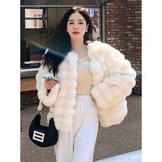 【BBUI】絨毛外套 女 短版外套 冬季環保兔毛皮草短外套2024韓版氣質羊羔毛女裝加厚保暖毛毛上衣
