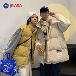 YLIE 羽絨服馬甲 馬甲背心 羽絨背心NASA聯名立領情侶羽絨棉馬甲男冬季加厚潮流運動潮牌背心寬松外套