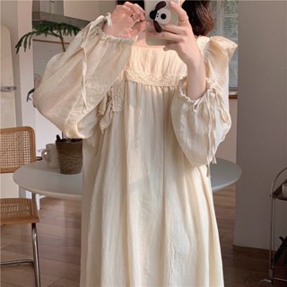 ✨ins睡裙✨睡衣女✨春秋季冬✨宮廷日係✨甜美長款✨純色長袖✨家居服✨可愛睡衣✨韓版睡衣✨長袖睡衣✨寬鬆睡衣