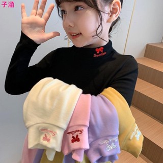 🍓兒童套裝🍓【秋冬新品】女童上衣 秋冬衣服兒童大學T單/兩件裝 兒童雙面德絨中高領打底衫秋冬洋氣女童內搭保暖上衣潮女