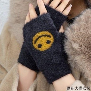 麗莎大碼加絨手套 秋冬保暖手套手套女冬季新款韓版防寒保暖毛絨不起球手套男士觸屏幹活半指露指