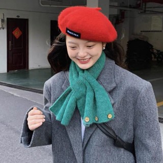 💫臺灣💫懶人針織毛線圍巾女2022秋冬季新款韓版百搭加厚保暖學生純色圍脖 暖冬穿搭 脖圍 披巾 披肩 圍巾女 圍巾