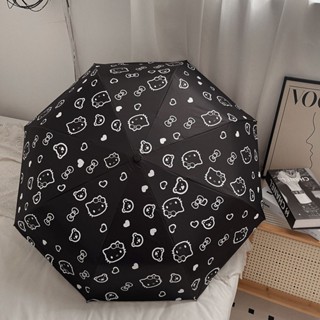 雨傘 陽傘 摺疊傘🎀 ins黑色hellokitty全自動雨傘女晴雨兩用黑膠防曬防紫外線太陽傘