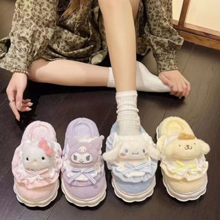 臺灣💫出貨凱蒂貓拖鞋冬季棉拖鞋女款新款加厚防滑圍裙款三麗鷗棉拖鞋高顏值
