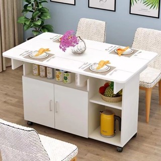 AGIO HOUSE | 品質專家簡易折疊桌餐桌家用小戶型4人吃飯桌子可移動長方形多功能餐邊櫃