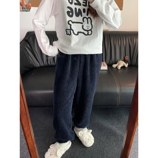 Meet.You.冬季新款珊瑚絨睡褲加絨加厚睡衣女大碼毛絨長褲學生家居褲可外穿