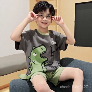 諮詢購買 可得免運 兒童睡衣男童夏季短袖棉薄款休閒男孩中大童親子家居服套裝 內搭服居家服 卡通 睡衣 童裝