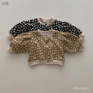 小象秋冬款韓版寶寶衣服 女童外套 女寶寶甜美鄰傢碎花外套 女童小月齡泡泡袖公主上衣 兒童上衣 嬰兒碎花外套