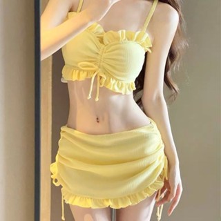 慄秋【】2024新款游泳衣女分體比基尼bikini兩件套性感溫泉少女小清新泳裝
